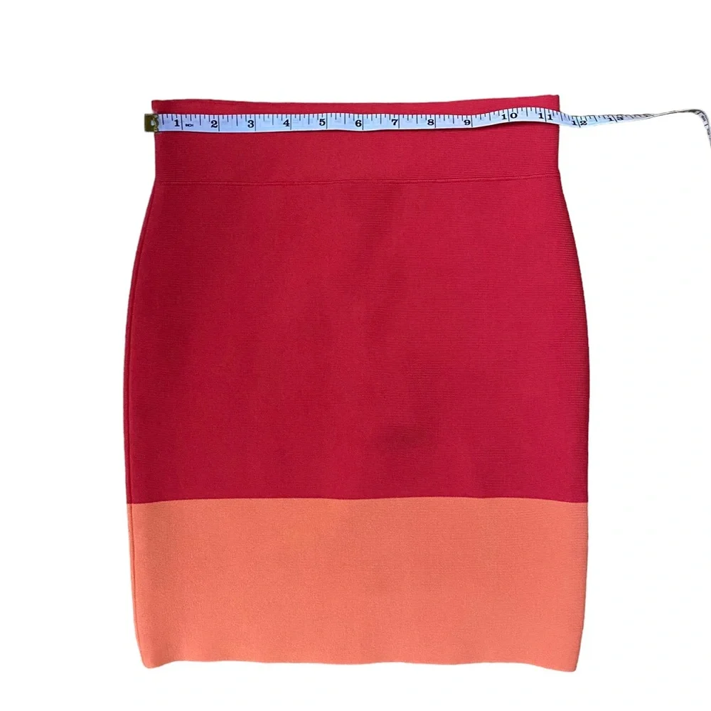 *NWT* BCBGMaxAzria Joelle Holiday NYE Chic Color Block Mini Skirt Redberry Combo